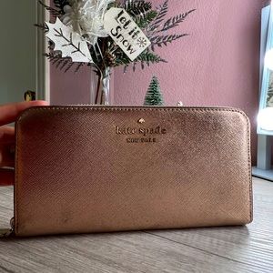 ♠️ Kate Spade Staci Large Continental Wallet in Rose Gold ♠️